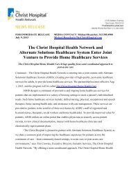 The Christ Hospital Health Network and Alternate Solutions ...