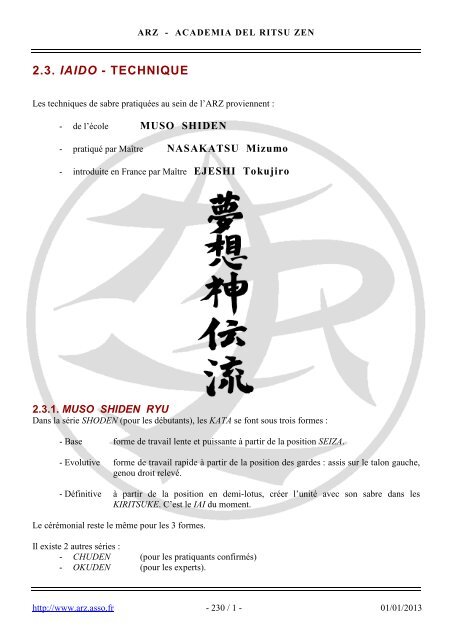 2.3. IAIDO - TECHNIQUE - AcadÃ©mie du Ritsu Zen