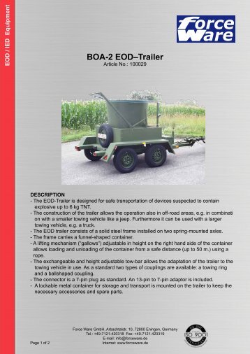 BOA-2 EOD–Trailer - Force Ware