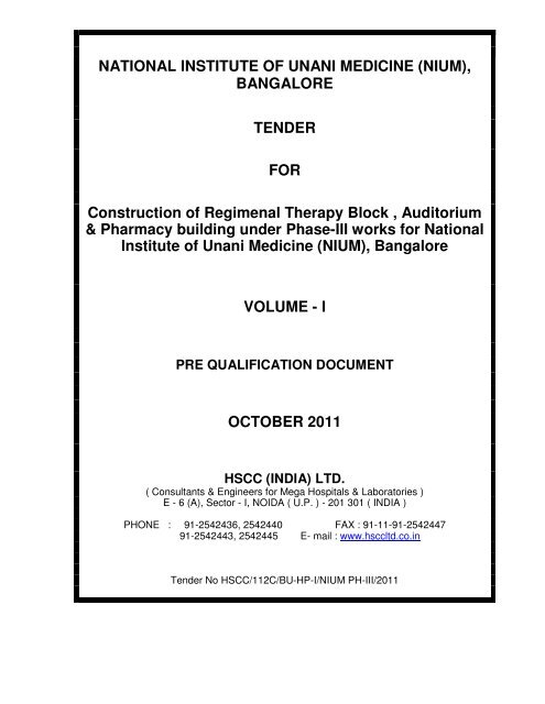 Tender For Construction Of Regimenal Therapy Block
