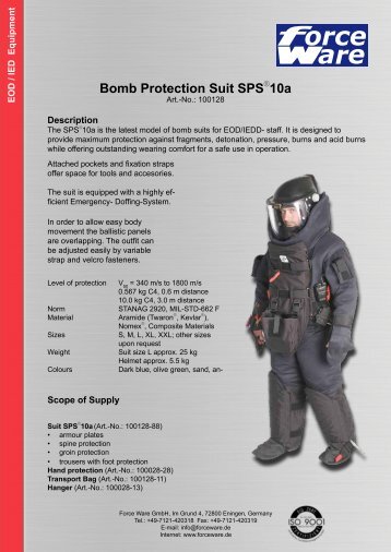 Bomb Protection Suit Sps®10a - Force Ware Gmbh