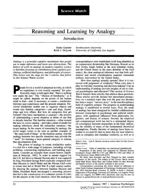 Reasoning and Learning by Analogy - Abstract - American ...