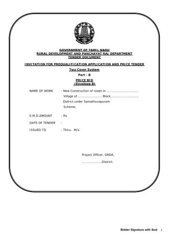 front cover page to tender documents - tamil nadu - Priasoft Login ...