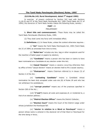 The Tamil Nadu Panchayats (Elections) Rules, 1995 - Tnrd.gov.in