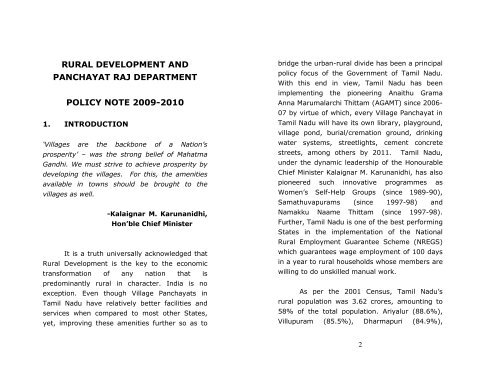 Rural Development And Panchayat Raj Department Policy ... - Tnrd.gov.in