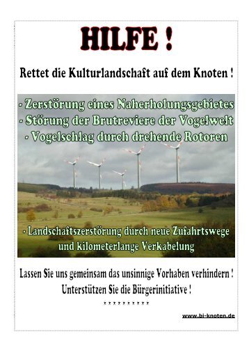 Plakat und Flyer RETTET DIE KNOTENLANDSCHAFT - BI-Knoten