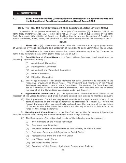70 4.2 Tamil Nadu Panchayats (Constitution Of ... - Tnrd.gov.in