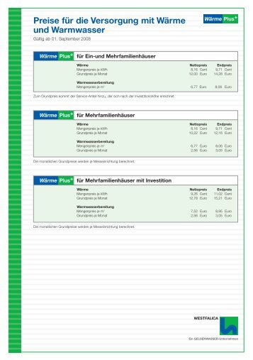 Preise fÃƒÂ¼r die Versorgung mit WÃƒÂ¤rme und Warmwasser ... - westfalica