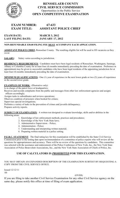 assistant police chief - Rensselaer County