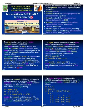 Introduction to MATLAB 7 for Engineers - The University of Jordan