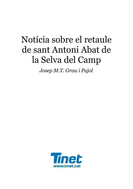 NotÃ­cia sobre el retaule de sant Antoni Abat de la Selva del ... - Tinet