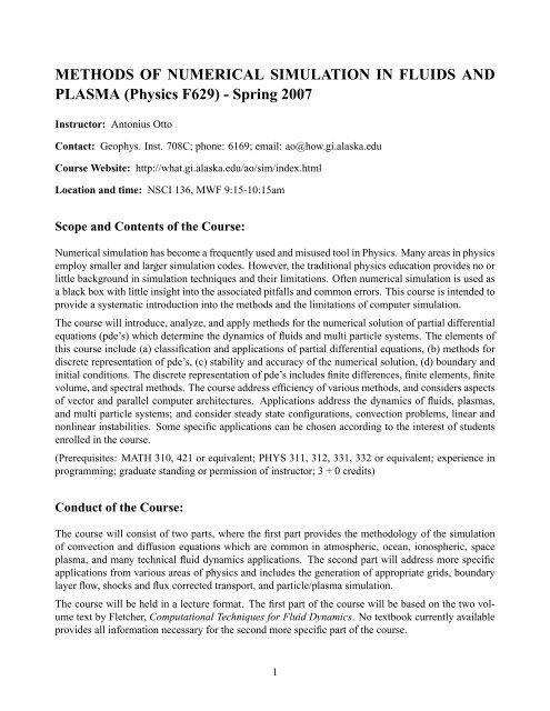 METHODS OF NUMERICAL SIMULATION IN FLUIDS AND PLASMA