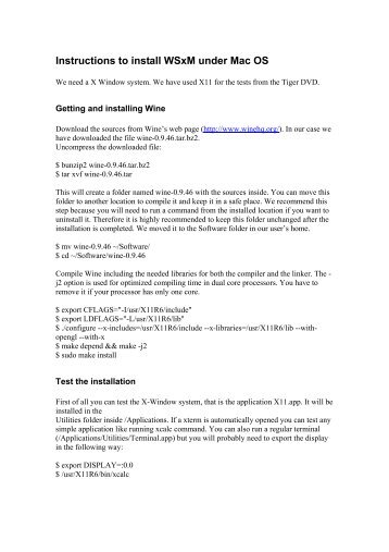 Instructions to install WSxM under Mac OS