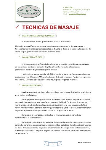 TECNICAS DE MASAJE - Tinet