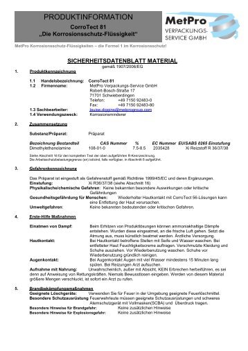 PRODUKTINFORMATION - Flöter Verpackungs-Service Gmbh