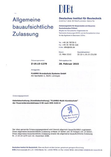 Zulassung Multi-Kombischott Z-19.15-1279 - Flamro Brandschutz ...