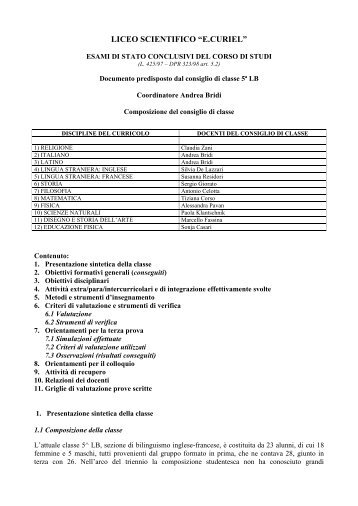 Classe 5 LB - Liceo Scientifico "E. Curiel"