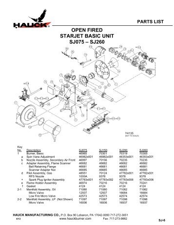 open fired starjet basic unit sj075 â sj260 - Hauck Manufacturing