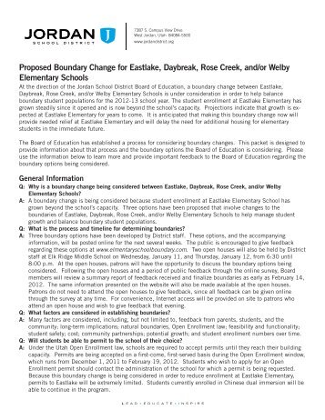 Elementary School Boundary Information Packet - Jordan School ...