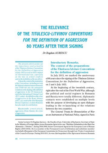 the relevance of the titulescu-litvinov conventions for the definition of ...