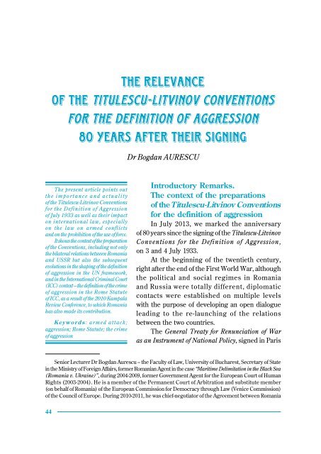 the relevance of the titulescu-litvinov conventions for the definition of ...