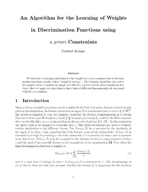 An Algorithm for the Learning of Weights in Discrimination Functions ...