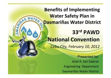 Benefits of Implementing WSP in DWD - Water Safety Portal