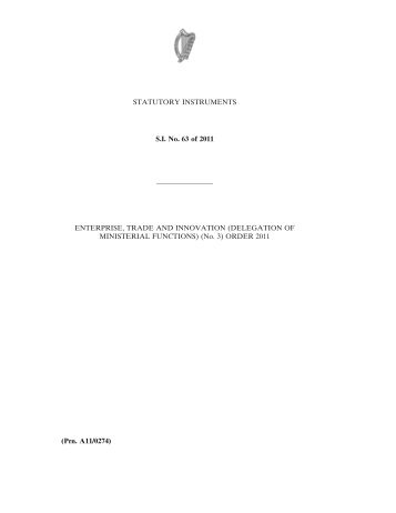 STATUTORY INSTRUMENTS S.I. No. 63 of 2011 ... - Irish Statute Book