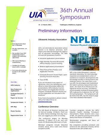 2007 Symposium Brochure 3.pub - Ultrasonic Industry Association