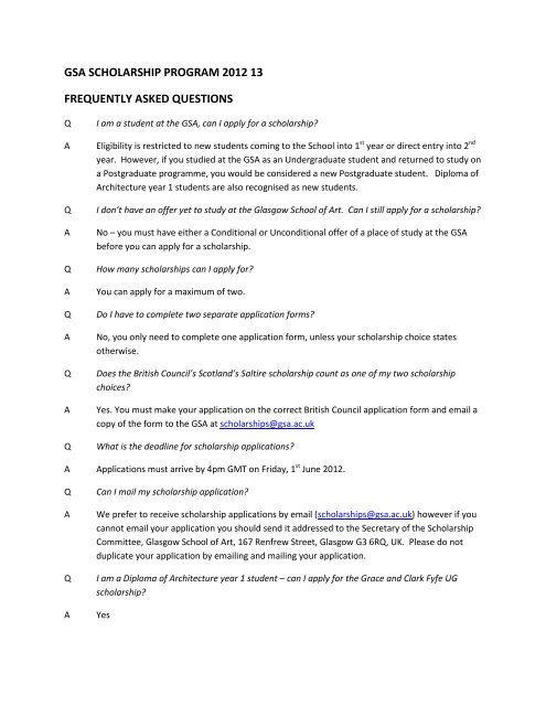 gsa scholarship program 2012 13 frequently asked questions
