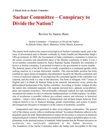 Sachar Committee â Conspiracy to Divide the ... - Sangat Sansar