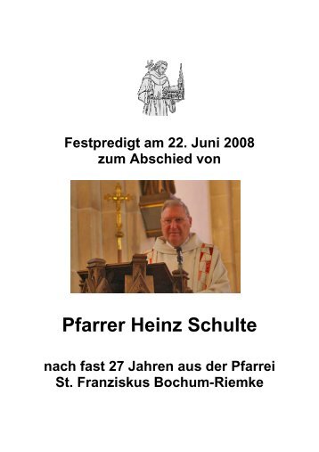Festpredigt zum Abschied von Pfarrer Heinz Schulte