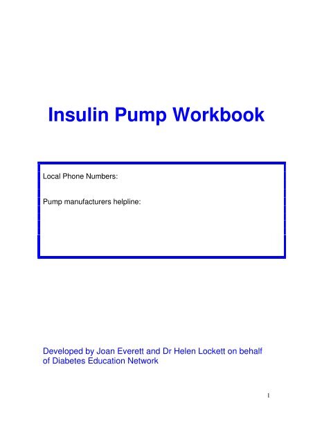 Insulin Pump Workbook - The Diabetes Education Network