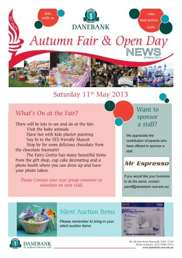 Autumn Fair & Open Day - DANEBANK Anglican School For Girls