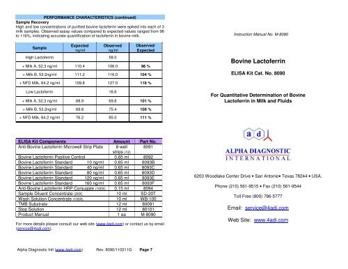 Bovine Lactoferrin - Alpha Diagnostic International Inc.