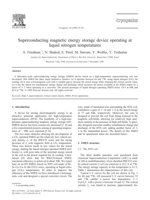 Superconducting magnetic energy storage device operating at liquid ...