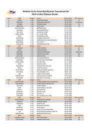 Athletes list for Asian Qualification Tournament for 2012 London ...