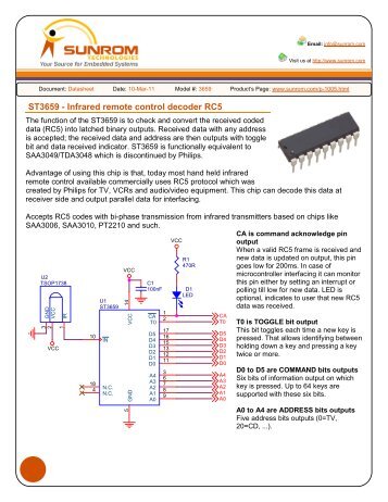 ST3659 - Infrared remote control decoder RC5 - Sunrom Technologies