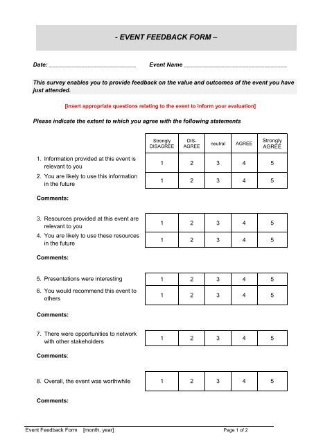 EVENT FEEDBACK FORM – The MHCC Policy Resource
