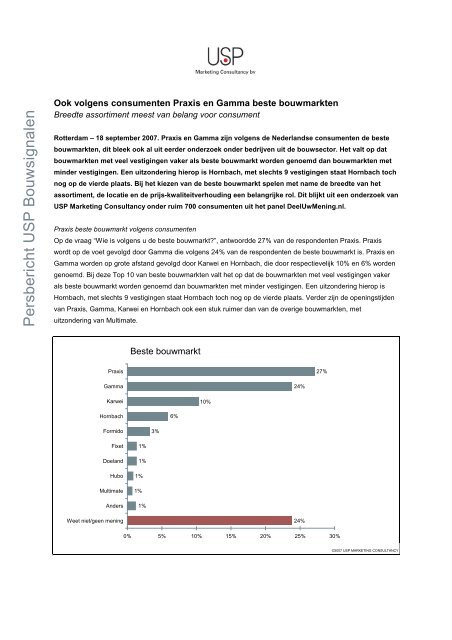 Persbericht USP Bouwsignalen Beste Bouwmarkt - USP Marketing ...