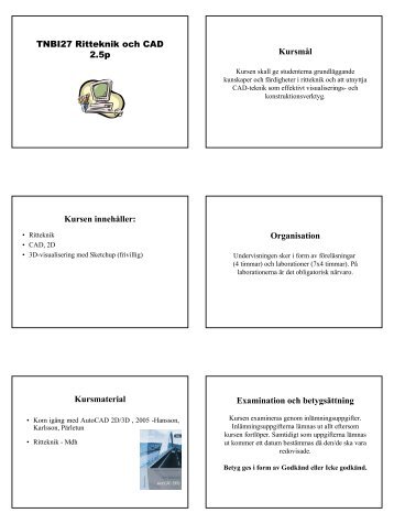 TNBI27 Ritteknik och CAD 2.5p KursmÃƒÂ¥l Kursen innehÃƒÂ¥ller ...