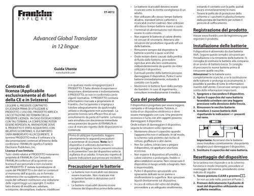 Advanced Global Translator in 12 lingue - Franklin Electronic ...