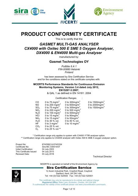 Website cert - Sira Environmental