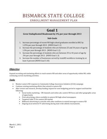 Objectives & Tasks - Bismarck State College