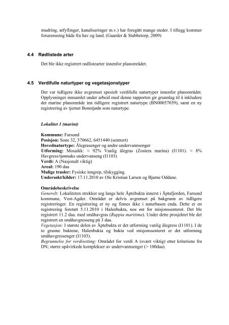 Reguleringsplan for Rutlelia i Åpta, Farsund kommune Biologiske ...