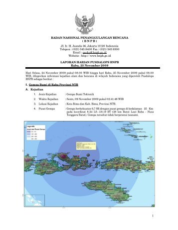 Laporan Harian 25 November 2009 - BNPB