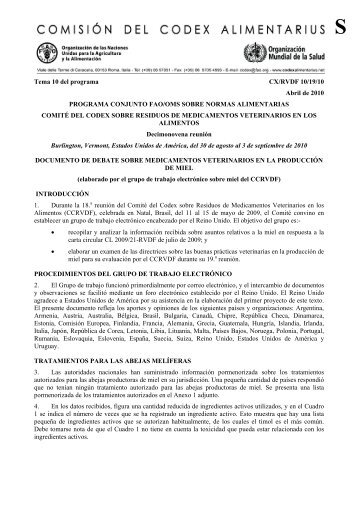 Tema 10 del programa CX/RVDF 10/19/10 Abril de 2010 ... - FAO.org