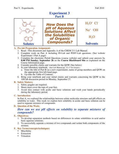 Organic Chemistry Semester 1 LABORATORY MANUAL - Moravian ...