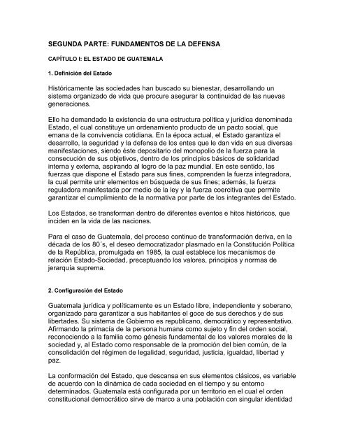 SEGUNDA PARTE: FUNDAMENTOS DE LA DEFENSA ... - idepe