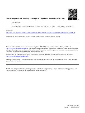 The Development and Meaning of the Epic of Gilgamesh: An ...